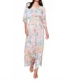 Charlie B Printed Dolman Sleeve Maxi Dress With Side Slits In Dahlia In Multi