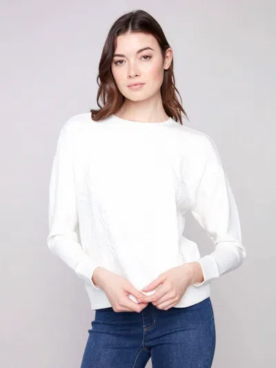 Charlie B Scuba Knit Top In Ecru In White