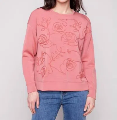 Charlie B Scuba Knit Top With Soutache Front Detail In Primrose In Pink