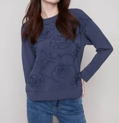 Charlie B Scuba Long Sleeve Top In Blue