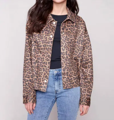 Charlie B Scuba Short Coat In Leopard Brown In Animal Print