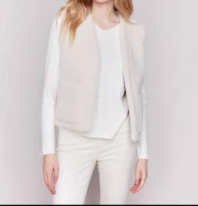 Charlie B Sherpa Reversible Truffle Vest In Ecru In White