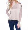 Charlie B Shimmer Satin Front Top In Almond