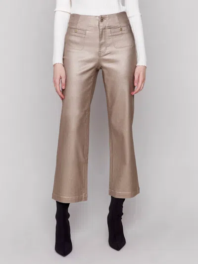 Charlie B Shimmery Twill Pants In Bronze