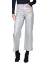 Charlie B Shinny Wax Flare Leg Pant In Silver