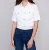 Charlie B Short Sleeve Crop Jacket In White