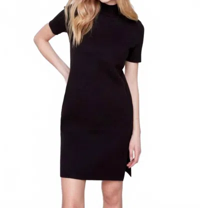 Charlie B Short Sleeve Mock Neck Sweater Dress In Black