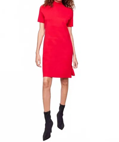 Charlie B Short Sleeve Sweater Dress In Cranberry Red In Brown
