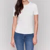 Charlie B Short-sleeved Super Stretch Top In Natural In White