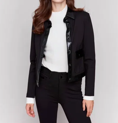 Charlie B Short Vinyl Gutsy Pdr Jacket In Black