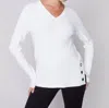 Charlie B Side Eyelet Detail Sweater In White In White