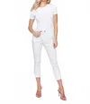 Charlie B Side Tab Slim Cropped Pants In White In White