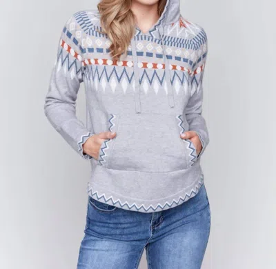 Charlie B Ski Raglan Hoodie Plush Knit Sweater In Grey