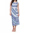 Charlie B Sleeveless Cotton Dress With Faux Knot Detail In Lake Tahoe In Blue