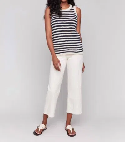 Charlie B Sleeveless Crew Neck Sweater In Navy In Blue