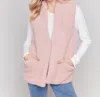 Charlie B Sleeveless Faux Fur Vest In Pink