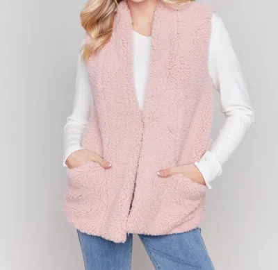 Charlie B Sleeveless Faux Fur Vest In Pink