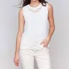 Charlie B Sleeveless Floral Cotton Crochet Top In White In White