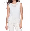 Charlie B Sleeveless Floral Cotton Crochet Top In White In White