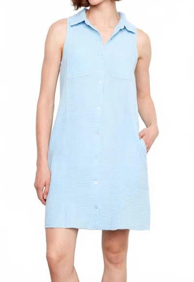 Charlie B Sleeveless Gauze Shirt Mini Dress In Bluebell