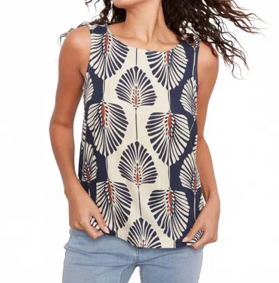 Charlie B Sleeveless Linen Round Hem Blouse In Tahiti In Multi