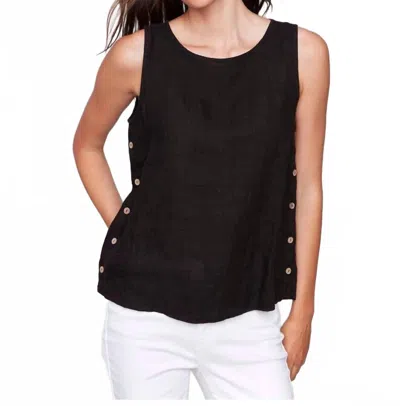 Charlie B Sleeveless Linen Top In Black