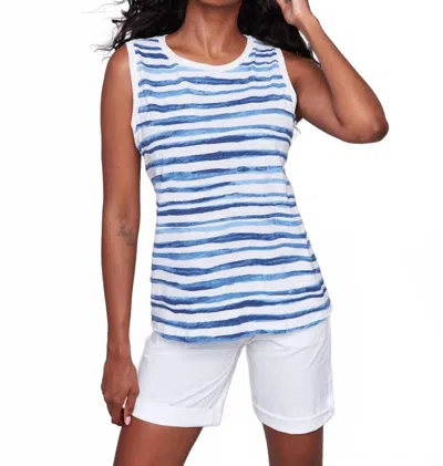 Charlie B Sleeveless Organic Cotton Slub Knit Top In Blue