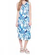 Charlie B Sleeveless Printed V Neck Dress In Sky In Blue
