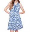 Charlie B Sleeveless Ruffle Mini Dress In Blue Ikat In Blue