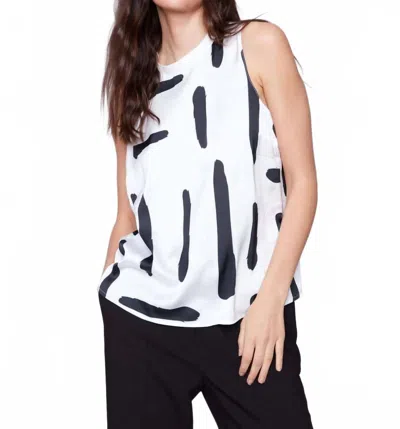 Charlie B Sleeveless Satin Top In Paint Brush In White