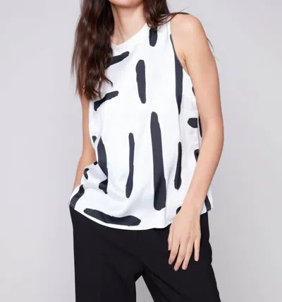 Charlie B Sleeveless Satin Top In White
