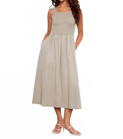 Charlie B Sleeveless Tencel Maxi Dress With Smocked Bodice In Sage In Neutral