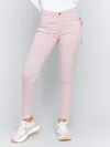 Charlie B Slim Fit Twill Pants With Frayed Tulip Hem In Quartz In Beige