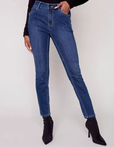 Charlie B Slim Leg Jean In Indigo In Multi