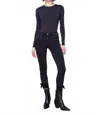 Charlie B Slim Leg Jeans With Velvet Bow In Black In Black
