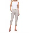 Charlie B Slim Pant Leg Pants With Belt In Greige In Gray