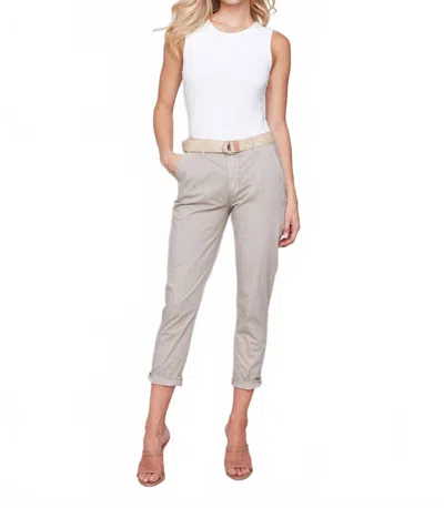 Charlie B Slim Pant Leg Pants With Belt In Greige In Gray