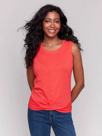 Charlie B Slub Sleeveless Tank Top In Fiesta In Red
