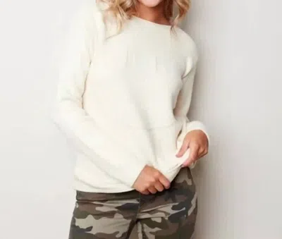 Charlie B Smiley Sweater In Natural In White