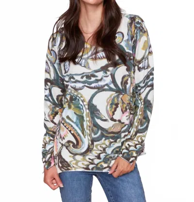 Charlie B Snow Wash V-neck Sweater In Peacock In Black