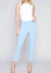 Charlie B Solid Air Flow Cropped Pants W Pockets In Sky In Blue