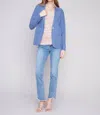 Charlie B Linen Blazer In Denim In Multi