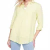 Charlie B Solid Button Front Linen Shirt In Yellow