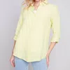 Charlie B Solid Button Front Linen Shirt In Yellow In Yellow
