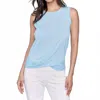 Charlie B Solid Cotton Slub With Knot Detail Tank Top In Blue In Blue