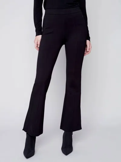 Charlie B Solid Flare Pant In Noir Black