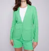 Charlie B Solid Linen Blazer In Emerald