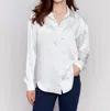 Charlie B Solid Satin Shirt In Ecru In White