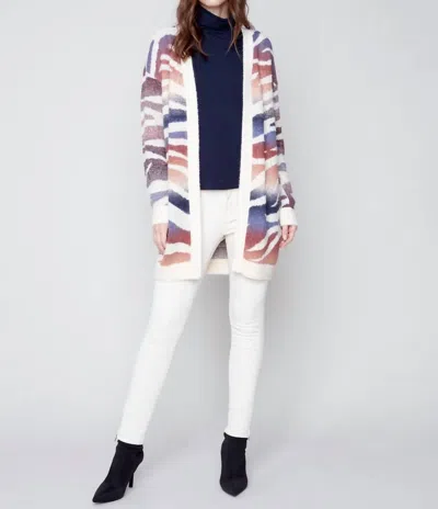 Charlie B Space Dye Knit Caridgan In Amethyst In Multi