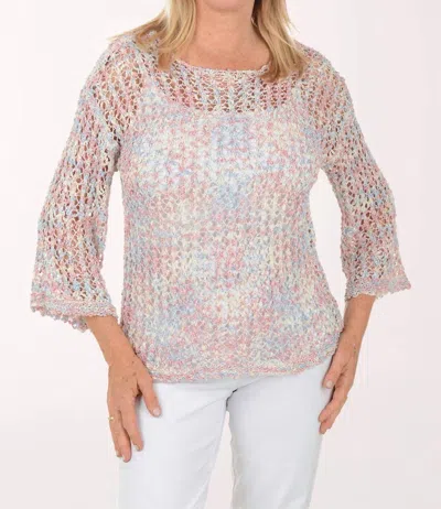 Charlie B Space Dyed Fishnet Sweater In Peony In Multi